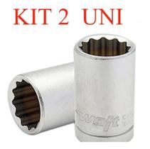 KIT 2 Soquete Sextavado Curto Aço Cromo Vanádio 1/2 X 13