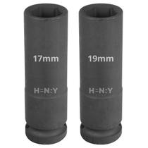 Kit 2 Soquetes De Impacto 1/2 Sextavado 17 mm e 19 mm Longo Kit 2 Soquetes De Impacto 1/2 Sextavado 17 mm e 19 mm Longo