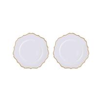 Kit 2 Sousplat Redondo Branco Com Dourado 33Cm Rafimex Kit 2 Sousplat Redondo Branco Com Dourado 33Cm Rafimex