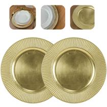 Kit 2 Sousplat Redondo de Plástico Dourado Resistente Primer Luxo Lyor Kit 2 Sousplat Redondo de Plástico Dourado Resistente Primer Luxo Lyor