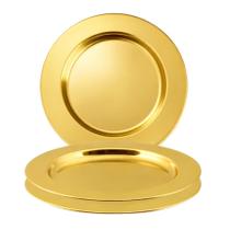 Kit 2 Sousplat Redondo Mesa Em Aço Inox Dourado 30 Cm Kit 2 Sousplat Redondo Mesa Em Aço Inox Dourado 30 Cm