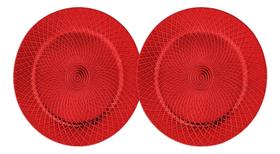 Kit 2 Sousplats Natalinos Detalhados Vermelho Decoração Elegante para Mesa Posta e Ceia de Natal