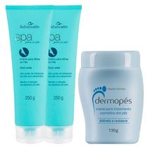 Kit 2 Spa para os Pés Creme para Afinar os Pés + 1 Dermopés Creme Para Tratamento 130g (azul)