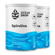 Kit 2 Spirulina 520mg Ocean Drop Vegana 240 Cápsulas