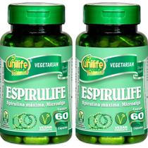 Kit 2 Spirulina Espirulife Microalga Unilife 60 cáps. Vegano