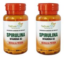 Kit 2 Spirulina Vitamina B3 Microalga Premium 60 Cápsulas 500mg - NathurePro