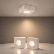 Kit 2 Spot Beiral Led Incluso de teto 3000k Branco Quente Bivolt Quadrado Branco ALUT000672-2 Alut