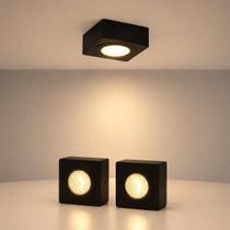Kit 2 Spot Beiral Led Incluso de teto 3000k Branco Quente Bivolt Quadrado Preto ALUT000670-2 Alut Kit 2 Spot Beiral Led Incluso de teto 3000k Branco Quente Bivolt Quadrado Preto ALUT000670-2 Alut