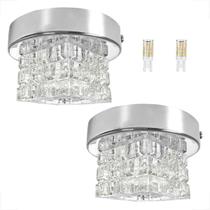 Kit 2 Spot Cristal Quadrado Sobrepor Prata Plafon Bet45 + Kit 2 Spot Cristal Quadrado Sobrepor Prata Plafon Bet45 +
