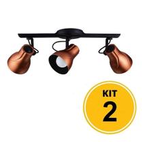 Kit 2 Spot de Sobrepor Direcionável Trilho Octa Plus Cobre 3xE27