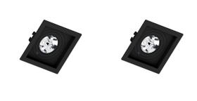 Kit 2 Spot Embutir AR70 Quadrado Preto Face Plana - SaveEnergy