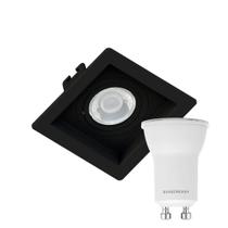 Kit 2 Spot Embutir Quadrado Recuado Mini Dicroica Mr11 Preto + Lâmpada LED 4w 2700k Kit 2 Spot Embutir Quadrado Recuado Mini Dicroica Mr11 Preto + Lâmpada LED 4w 2700k