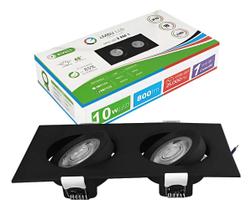 Kit 2 Spot Led Embutir Duplo 2x5w 10w Bco Quente 3000k Biv