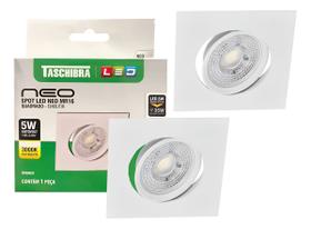 Kit 2 Spot Led Neo Mr16 Embutir Quadrado 5w Taschibra 3000k