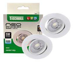 Kit 2 Spot Led Neo Mr16 Embutir Redonda 5w Taschibra 6500k Kit 2 Spot Led Neo Mr16 Embutir Redonda 5w Taschibra 6500k