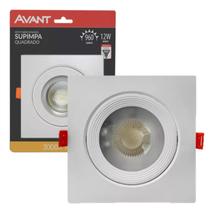 Kit 2 Spot Led Quadrado Embutir 12W Branco Quente 3000K Amarelo