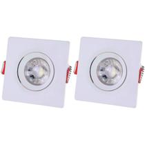 Kit 2 Spot LED Quadrado Embutir 3W 6500K