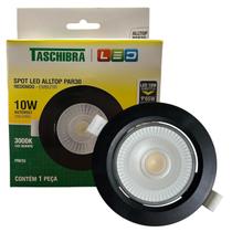 Kit 2 Spot Led Redondo Preto Embutir 10w Branco Quente 3000K