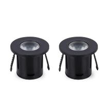 Kit 2 Spot Para Móvel Taschibra Pik Led Redondo Preto Bivolt 6500k Luz Fria