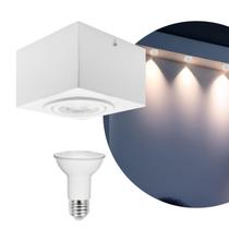 Kit 2 Spot Plafon Sobrepor Box Quadrado Par20 Branco + Led 7w Branco Frio Kit 2 Spot Plafon Sobrepor Box Quadrado Par20 Branco + Led 7w Branco Frio