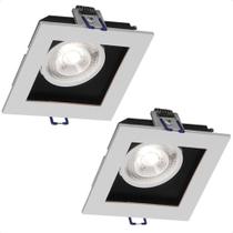 Kit 2 Spot Quadrado Led Recuado Embutir Frame 5W 6500K Branco Frio Bivolt Taschibra Kit 2 Spot Quadrado Led Recuado Embutir Frame 5W 6500K Branco Frio Bivolt Taschibra