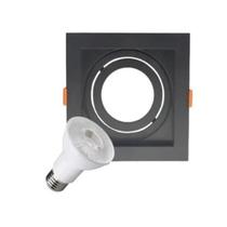 Kit 2 Spot Recuado Par20 Quadrado Preto + Lâmpada Led 6,5w Kit 2 Spot Recuado Par20 Quadrado Preto + Lâmpada Led 6,5w