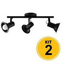 Kit 2 Spot Sobrepor Trilho Direcionável Octa Cupps Preto 3xE27 Bivolt - Design Moderno Quarto/Sala Kit 2 Spot Sobrepor Trilho Direcionável Octa Cupps Preto 3xE27 Bivolt - Design Moderno Quarto/Sala