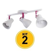 Kit 2 Spot Trilho Octa Plus Branco/ Pink 3xE27 - Startec