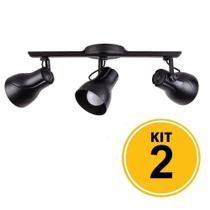 Kit 2 Spot Trilho Octa Plus Preto 3xE27 Bivolt Kit 2 Spot Trilho Octa Plus Preto 3xE27 Bivolt