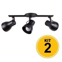 Kit 2 Spot Trilho Octa Plus Preto 3xE27 - Startec