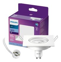 Kit 2 spots de led quadrado 5w bivolt base gu10 philips