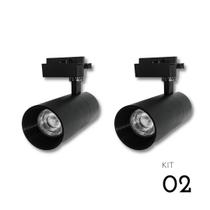 Kit 2 Spots Led Trilho Eletrificado 30W Preto Luz Neutra