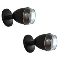 Kit 2 Spots Sobrepor Direcionável Teto Parede E27 Preto