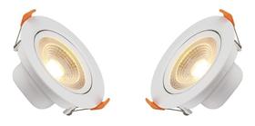 Kit 2 Spots Super Led Cob Redondo 12w Branco Quente