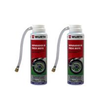 Kit 2 Spray Encher Pneu Tapa Furo Reparador Moto Wurth 170ml