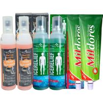 Kit 2 Spray Massagem Icerelief + 2 Peixe Életrico + 2 Pomada Mil Dores