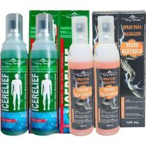 Kit 2 Spray Para Massagem Icerelief + 2 Spray Peixe Elétrico Kit 2 Spray Para Massagem Icerelief + 2 Spray Peixe Elétrico