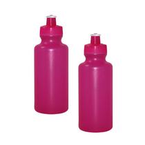 Kit 2 Squeezes 550Ml Rosa Neon Plástico Premium