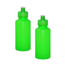 Kit 2 Squeezes 550Ml Verde Neon Plástico Premium
