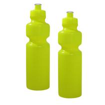 Kit 2 Squeezes 750Ml Amarelo Neon Plástico Premium