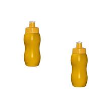 Kit 2 Squeezes Wave 250Ml Amarelo Plástico Premium