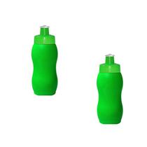 Kit 2 Squeezes Wave 250Ml Verde Neon Plástico Premium