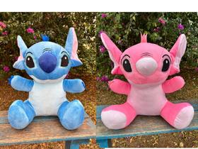 Kit 2 Stitch Pelúcia Grande 45cm Angel Presente Antialérgico Kit 2 Stitch Pelúcia Grande 45cm Angel Presente Antialérgico