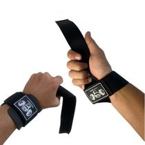 Kit 2 Strap Munhequeira Musculação Para Academia Preto