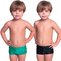 KIT 2 Sunga Box Infantil Básica Lisa Vekyo Confortavel Para Piscina Moda Praia Infantil