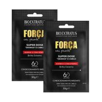 Kit 2 Super Dose Desmaia Cabelo Bio Extratus Força com Pimenta Sachê com 30g