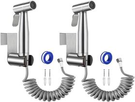 kit 2 Super Duchas Higiênica Chuveirinho 2 Saídas Mangueira Flexível aço inox 304