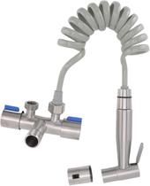 kit 2 Super Duchas Higiênica Duas Saídas De 1/2 Mm Aço Inox 304 Com Registro