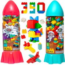 Kit 2 Super Foguetes 390 Peças Blocos de Montar Leg Didático
