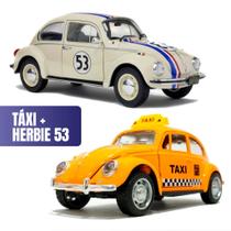 KIT 2 Super Fusca Táxi Clássico Carrinho Brinquedo metal Retrô escala 1:32